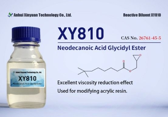 Ácido neodecanoico Glicidil Ester XY810, CAS 26761-45-5, offset Cardura E10P, carbonato terciario de glicidil, no CE 247-979-2, fórmula molecular C13H24O3, 2,3-neodecanoato de epoxipropilo