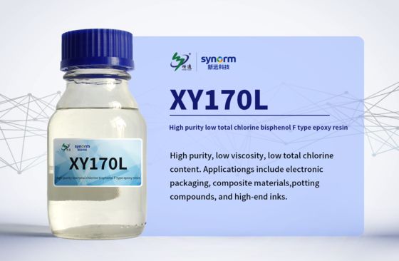 XY170L Resina epoxi de bajo cloruro de alta pureza CAS 28064-14-4 Fórmula molecular (C6H6O.C3H5ClO.CH2O) x, polibisfenol F-co-epiclorohidrina glicidil con tapa en el extremo